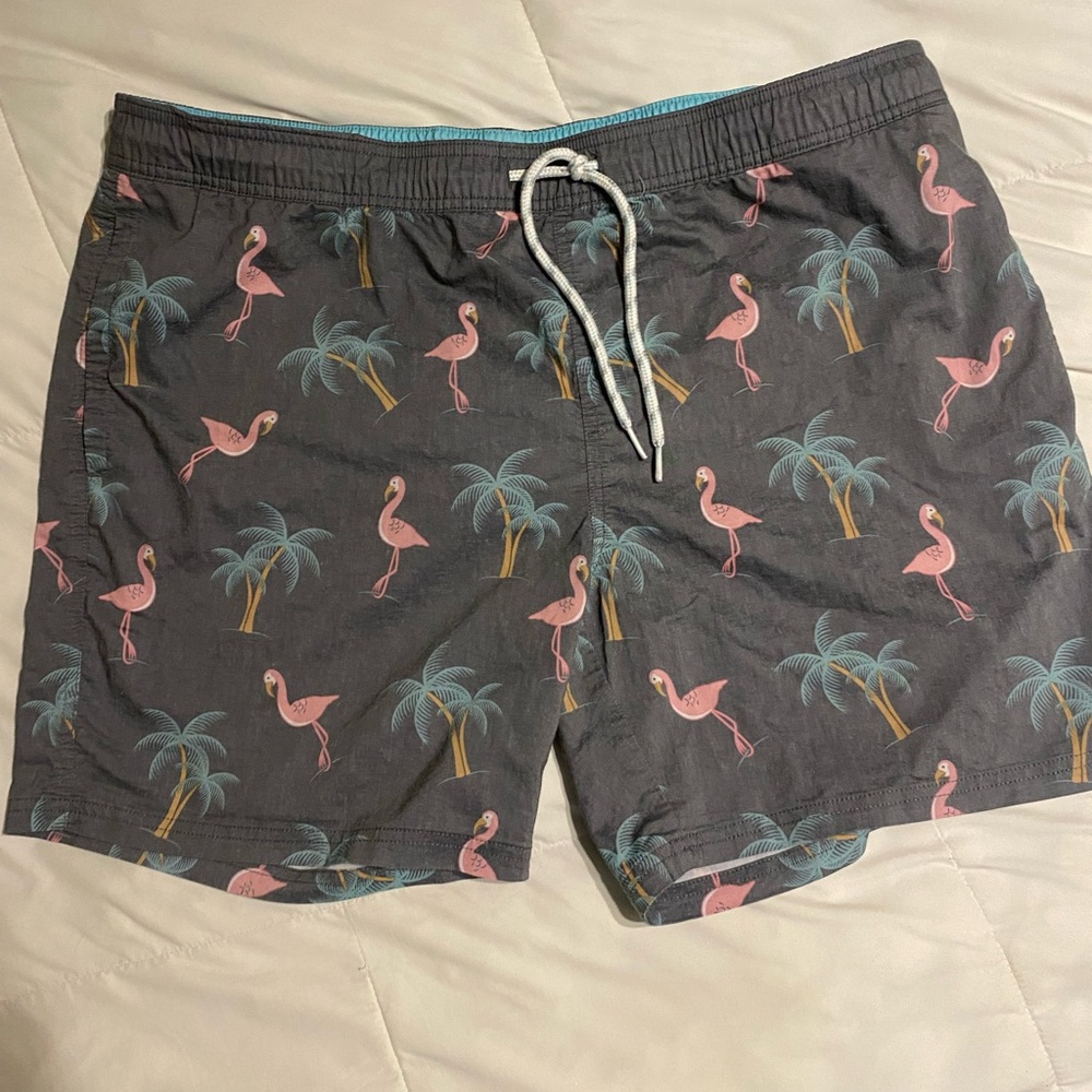 Good fellow Grey print swim trunks mens XL bathing suit bottoms shorts